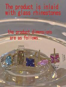 Andkiss 5 cái Rhinestone Trang trí nội thất Stud Earring - Nhiều màu - Xem 6