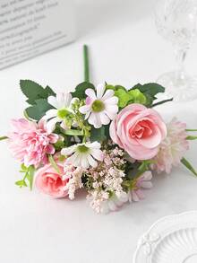 1/3 piezas Ramo de rosas de seda artificial, margaritas, flores de diente de león en paquete a granel, adecuado para boda, hogar, decoración de fiesta y centro de mesa - Rosa - Ver 5