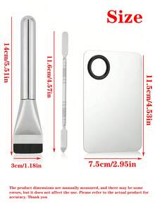 Juego de herramientas de maquillaje base todo en uno de 1/2/4 piezas, incluye paleta de mezcla, espátula, brocha plana y borla de polvo triangular, diseño reutilizable no absorbente para mezcla de base de maquillaje personalizada, crea una base de maquillaje impecable - Multicolor - Ver 4