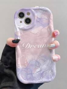 1 pieza Funda de teléfono con textura suave de TPU, patrón degradado de pantalla completa, diseño creativo y personalizado con volantes de onda de dopamina cremosa, compatible con Galaxy S21 S22 S23 S24 S25 S26//Honor// y otros modelos - Albaricoque - Ver 1