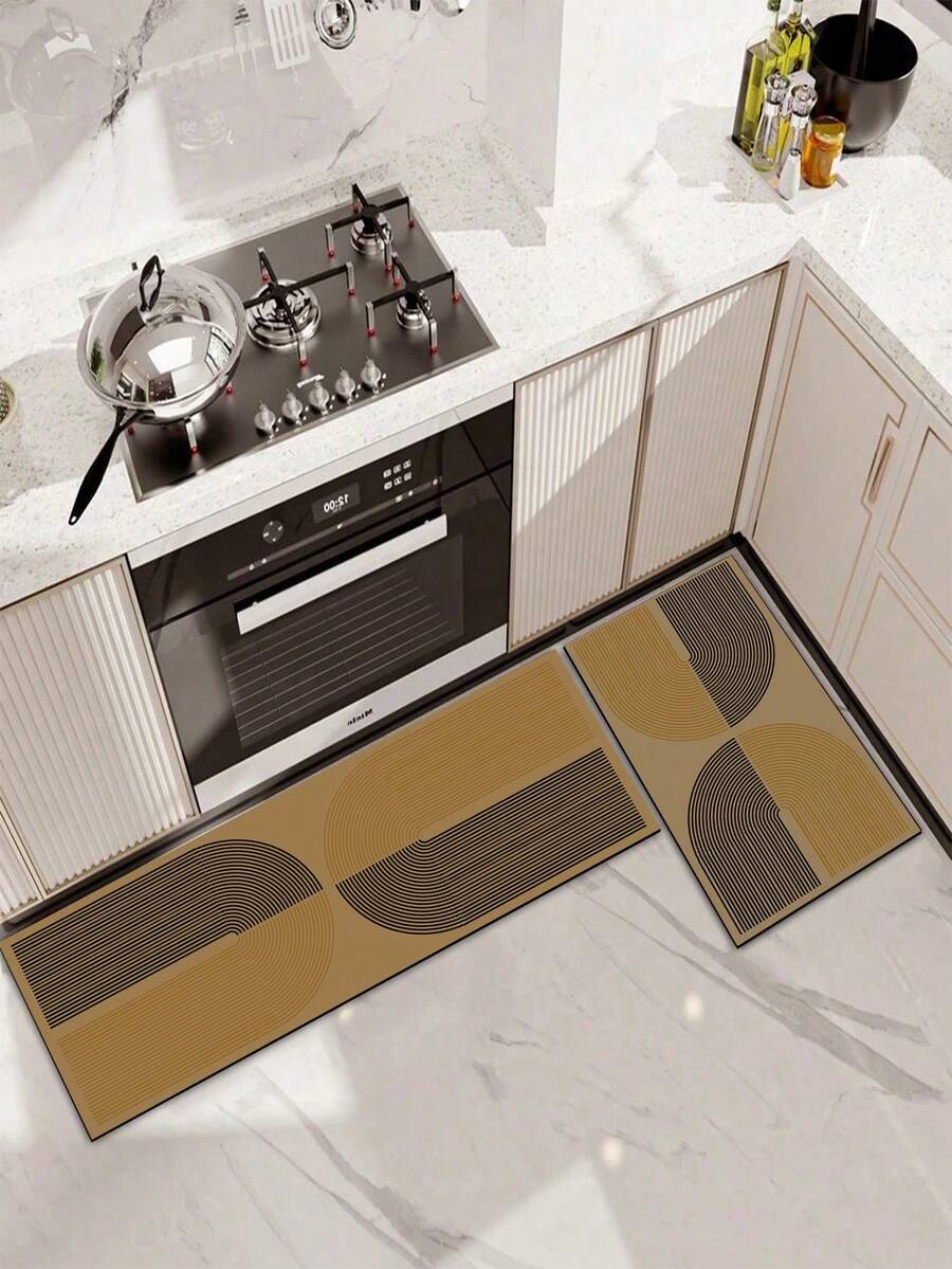 1pc Rubber Kitchen Mat, Rustic Style Artistic Decor, Bohemian Design Floor Mat. Can Be Placed In Front Of Sink, Used For Standing, Kitchen Decoration - Multicolor - View 1