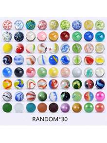 30/60/100pcs 1.6cm Colorful Rainbow Beautiful Transparent Glass Beads Marbles - Multicolor - View 4