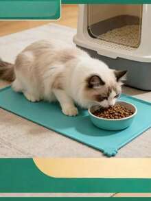 1 PC Multi-Color Pet Silicone Placemat, Waterproof, Oil-Proof, Easy To Clean, Non-Slip, Durable, Won't Damage Floors, Foldable For Storage, Suitable For Cats And Dogs, Protect Pet Dining Hygiene, Dogs Stuff,Cat Stuff,Pet Supplies - Multicolor - View 5