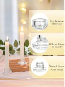 6pcs Transparent Short Conical Candle Holders, Suitable For Table Decor, Wedding, Party, Advent, Christmas And Home Decoration - Multicolor - View 5