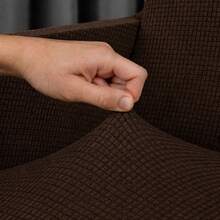 3-Piece Stretch Elastic Sofa Cover Set, Complete Living Room Set - Chocolate Brown - View 2