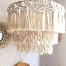 1 pieza Pantalla de lámpara con borlas tejida a mano, pantalla de lámpara decorativa artesanal de estilo bohemio, artesanía - Multicolor - Ver 23