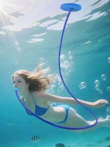 1pc Adult Dry Snorkel Breathing Device, 1m And 2m Silicone Diving Tube, Suitable For Freestyle Swimming And Diving, Freediving Underwater Breathing Equipment - Blue - View 3