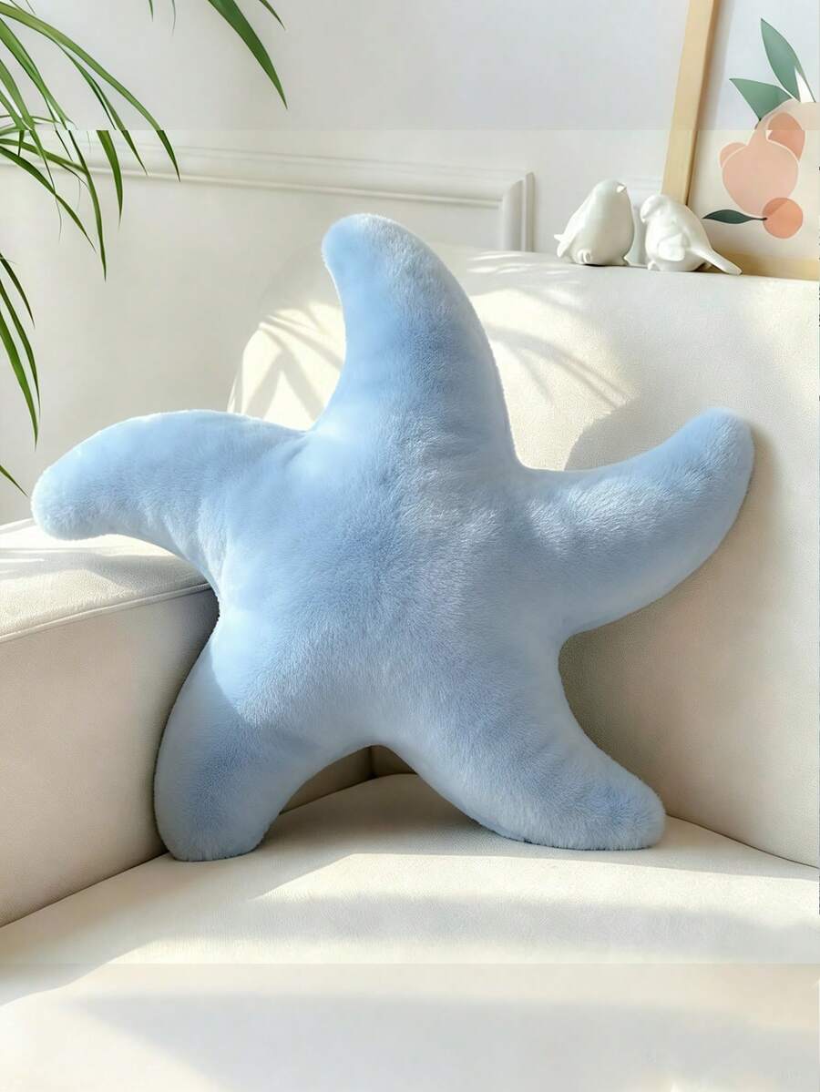 1個海星造型毛絨抱枕,可愛裝飾靠墊,適合沙發與床鋪,美學房間裝飾配件,柔軟仿毛皮,適用於臥室、客廳、派對禮物、戶外花園坐墊,夏季風格 - 藍色 - 查看 1