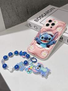 Disney Has Authorized, Phone Case - Chain Set, The Stitch Lilo & Stitch 3D Phone Case Plus A Silicone 3D Stitch Bracelet With Metallic Ring Removable Bracelet, Stitch And Angel Pattern, Compatible With Iphone17/16/15/14/13/12/44/XS/XR/X Plus Pro Max, A Stylish Cartoon Phone Case, The Perfect Gift Choice, Phone Protection, Durable Phone Cover, Great Gift For Friends And Family. - 白色 - 查看 7
