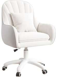 Velvet Padding Office Chair Adjustable Height 150kg Load Capacity Beige For Home Office Study Bedroom - White - View 1
