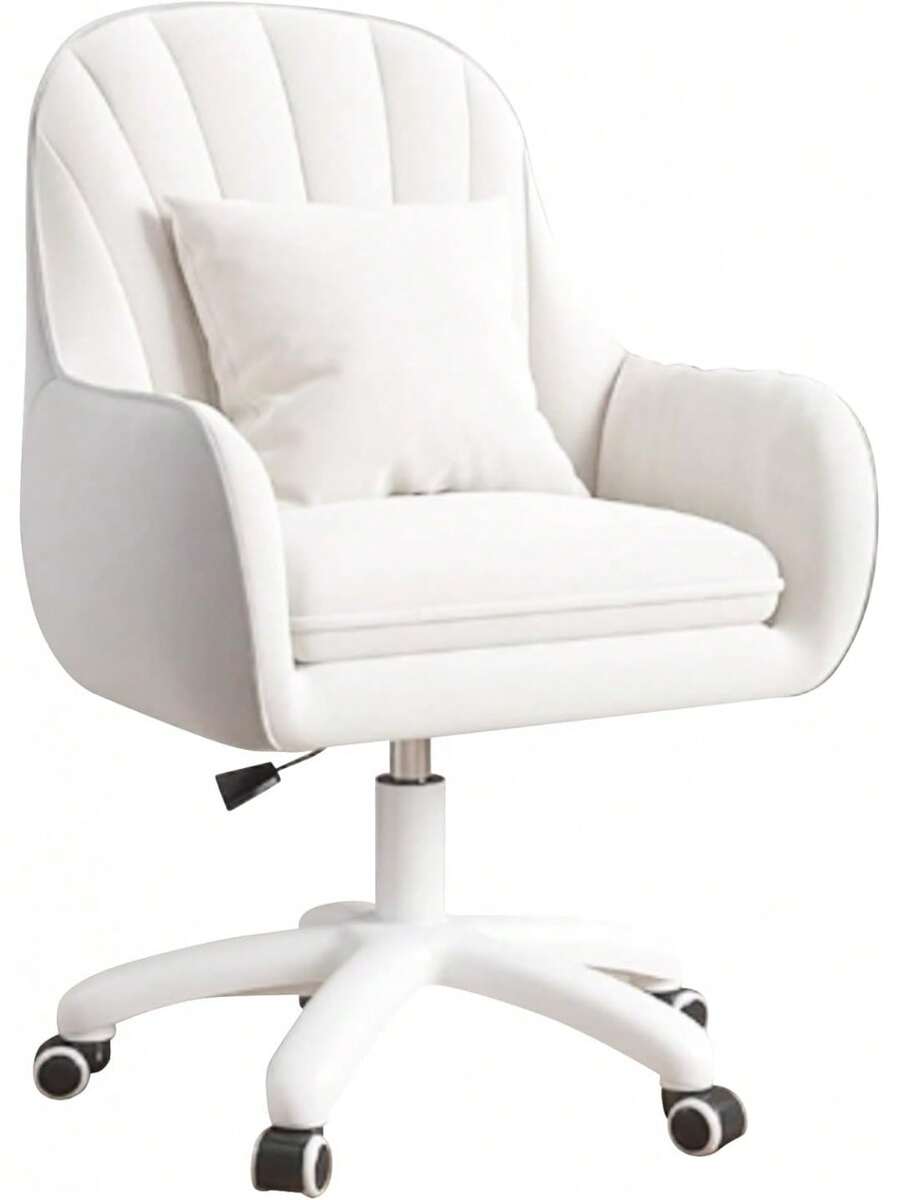 Velvet Padding Office Chair Adjustable Height 150kg Load Capacity Beige For Home Office Study Bedroom - White - View 1