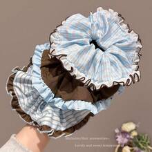 1/3 Pcs Elegant Blue Striped Scrunchie, Oversized Scrunchie, Floral Lace Low Ponytail Accessory – Versatile Hair Accessory Hair Ties Elastics Rubber Bands - Multicolor - View 10