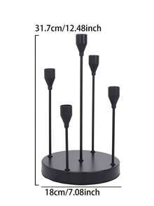 Candelabru elegant cu 5 brațe, suporturi romantice pentru lumânări din metal cu tulpină lungă, bază lărgită și îngroșată pentru stabilitate, suport decorativ romantic pentru lumânări de Ziua Îndrăgostiților, decor de masă elegant, candelabru romantic pentru nuntă - Clasic - Vizualizare 4