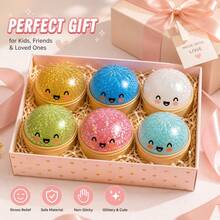 6 Colors Cute Glitter Dumpling Squishy Toys, Soft Squeeze Fidget Toys For Stress & Anxiety Relief - 粉色 - 查看 3