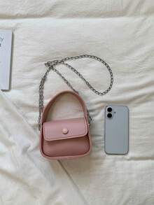 Mini Small Bag Women's Fashion Chain Crossbody Bag Minimalist Chic Versatile Pink Handbag - Pink - View 7