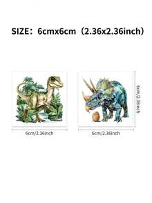 24Sheets Realistic Dinosaur Temporary Tattoos - Assorted Jurassic Designs With T-Rex, Triceratops, Pterosaur, Velociraptor, Stegosaur - Perfect For Birthday Party Favors, Goodie Bag Fillers, Stocking Stuffers - Green - View 8
