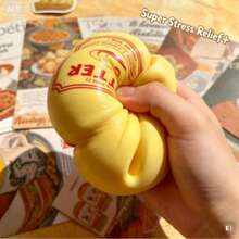 1pc Butter Block SQUISHY, Slow Rebound TPR Stress Reliever, Realistic Food-Shaped Squeeze Fidget, Anxiety Relief For Teens & Adults, Office & Classroom Decompression - Multicolor - View 2