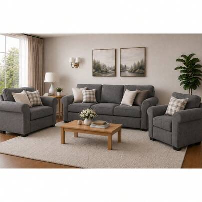 3-Piece Stretch Elastic Sofa Cover Set, Complete Living Room Set