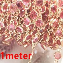 1m Fashionable Multi-Style Colorful Glass Rhinestone Asymmetrical Stone Copper Clasp Bead Chain For Handmade DIY Bracelets, Necklaces And Clothing Accessories - DIY Chain - View 10