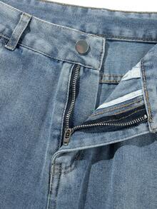 Jeans rectos holgados con lavado claro y desgastados para hombre - Lavado ligero - Ver 11