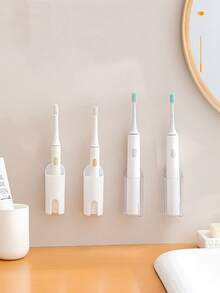 1/2/4Pcs Self-Adhesive Electric Toothbrush Holder, Wall-Mounted Bathroom Storage Rack, No Drill Multi-Purpose Organizer For Toothbrushes, Combs & Toothpaste, Easy Installation, Home Bathroom Decor - Multicolor - View 8