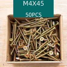 50/100 Pieces Of High-Strength Rigid Self-Tapping Screws, Surface Galvanized Wood Screws, M4 Flat Head Drilled Screws, Suitable For Fiberboard And Wood - Matte Industrial Hardware - 50pcs - View 10