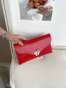 Casual Handheld Clutch Bag For Women, New Style, Textured Niche Design, Fashion Minimalist Envelope Bag - Red - View 5