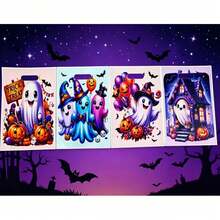 15/30/60PCS/Pack Halloween Theme Plastic Tote Bags: Cartoon Ghost & Pumpkin Print Gift Bags For Halloween Party - View 9