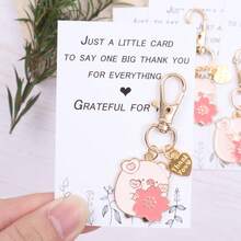 4pcs/8pcs Elegant Fashionable Pig And "Thank You" Heart Design Keychain Set, Suitable For Backpacks, Backpacks, Coin Purses, Phones And Other Keyring Accessories. Perfect For Birthday, Wedding Theme Gifts, Party Decorations, Friendship Gifts, Employee Appreciation, Colleague Gifts. Gifts For Guests, Family, Friends And Colleagues. - Multicolor - View 5