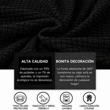 3-Piece Stretch Elastic Sofa Cover Set, Complete Living Room Set - Black - View 5