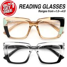 2 pièces Lunettes de lecture à monture large style œil de chat, design imprimé léopard, avec charnières à ressort premium, convient pour le port quotidien des femmes - Blanc - Voir 3