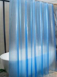 1件裝 Water Cube 3D 防水防霉浴室浴簾，含頂部與底部內襯，酷感透明冰晶圖案浴簾 - 半透明材質，易清潔易掛，適合浴室裝飾，3D 錯視貓眼浴簾，透明風格，具隱私保護功能，適合民宿、飯店浴室，輕薄輕量冰塊浴室浴簾，附塑膠浴簾環，四季適用半透明浴簾 - 藍色 - 查看 11