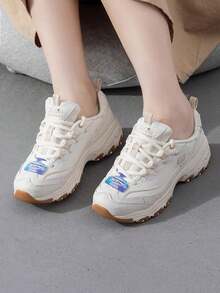 Skechers Women's Casual Shoes D'LITES Series Fashion Lace-Up Sneakers Milk White Thick Sole Casual Shoes Daily Comfortable Casual Sports Shoes 149807-OFWT - Milky - View 5