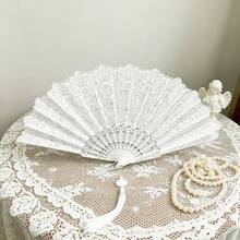 An Elegant Lace Hand Fan, With A Retro Style And Fringes, Suitable For Brides, Graduation Dances And Special Events - Small Rose Folding Fan - View 8