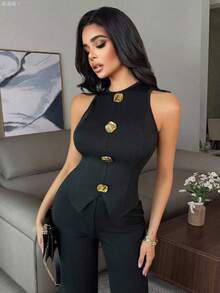 Women Denim Dresses - Olive Green - View 6