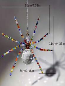 1pc Crystal Spider Dreamcatcher Pendant, Beaded Spider Sunshine Catcher, Suitable For Home Decor, Rainbow Window Decoration, Hallway Hanging, Summer And Autumn Decoration, Halloween Decoration, Christmas Decoration, And Gift For Friends., Fall Decor - Multicolor - View 2
