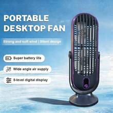 USB 桌面風扇/便攜式風扇/小風扇/靜音風扇 - 1200mAh 可充電高效能鋰電池，雙馬達 720° 環繞冷卻風扇 | 冷卻桌面風扇，靜音運作，高品質無刷馬達，5 段風速 - 適用於辦公室、旅行、臥室、露營等，時尚設計，涼爽舒適，便攜式風扇，適用於居家辦公室臥室旅行露營露營車戶外 | 完美禮物 - USB桌上型風扇 - 查看 13