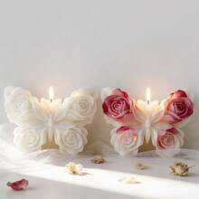 1pc 3D Flower & Butterfly Silicone Candle Mold, Suitable For DIY Aromatherapy Candles, Handmade Soap And Plaster Crafts, Valentine's Day, Wedding, Spring Festival Silicone Mold - A-White - View 4