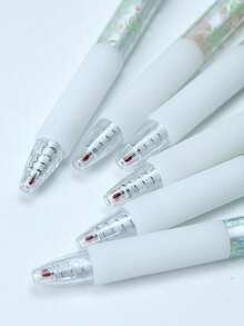 12/6/3/1支裝 可伸縮花卉圖案 0.5mm 黑色快乾中性筆，適合筆記本與辦公文具順暢書寫，開學季首選 - 多款式 - 查看 8