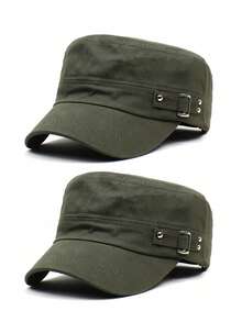 1pc Unisex Rivet Army Cap Flat Top Baseball Cap With Adjustable Strap, Suitable For Outdoor, Mountaineering, Holiday, Daily Use, Sun Protection - Multicolor - View 29