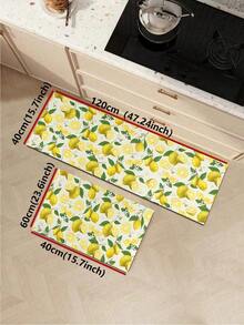 1pc Rubber Kitchen Mat, Printed With Vibrant Lemon And Floral Pattern Kitchen Mat, Can Be Placed In Front Of The Sink, Used For Standing, Kitchen Decoration - Multicolor - View 11