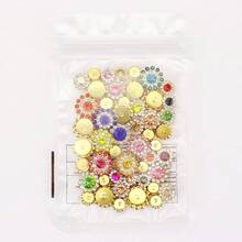 50個/包,圓形水鑽環,8mm、10mm、12mm、14mm,混色尺寸,彩色手工縫爪水鑽,適用於衣物、鞋子、帽子、包包、DIY手工材料、珠寶配件 - 雙層花 金 型號混 - 查看 4