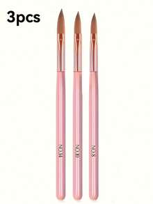 3pcs Acrylic Nail Brush Set, Sizes 8/10/14, Professional Nail Brushes For Acrylic Powder, Nail Extensions And 3D Nail Carving, Suitable For DIY Home Manicure And Salon Nail Tools - Multicolor - View 10