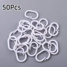 50/80/100Pcs Plastic C-Shaped Hooks Home Decor Curtain Hooks Bathroom Curtain Hooks Shower Curtain Accessories - Multicolor - View 16