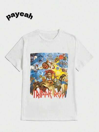Promotional T-Shirt For Trippie Redd's "Life's A Trip" Album, Official Payeah Brand, Rap Style, Men's, Casual Digital Print, High Quality Pure Cotton 180g 100% Cotton