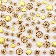 50個/包,圓形水鑽環,8mm、10mm、12mm、14mm,混色尺寸,彩色手工縫爪水鑽,適用於衣物、鞋子、帽子、包包、DIY手工材料、珠寶配件 - 雙層花 金 型號混 - 查看 24