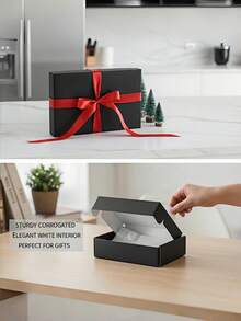 5pcs Black Ultra-Hard Corrugated Cardboard Boxes, Foldable Airplane Boxes, Party And Wedding Gift Packaging Boxes, JK Western Clothing And Lingerie Express Packaging, Suitable For Company And Home Storage, Warehouse And Business Mailing - A - View 5