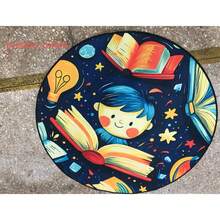 1pc Book Reading Pattern Round Plush Rug, Thickened Crystal Velvet Carpet, Thick Rug, Autumn/Winter Rug, Decorative Carpet, Bedroom Decor, Small Rug, Carpet, Home Decor, Living Room Rug, Small Living Room Rug, Bedroom Rug, Living Room Home Decor, Outdoor Rug, Washable Rug - Multicolor - View 2