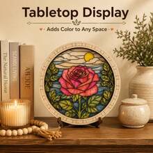 2D Flat, 3-Layer Wooden Rose Art Set, Paintable Floral Wooden Craft Kit, Laser-Cut Multi-Layer Rose Painting Set, Creative Handmade Wall Decor, Suitable For Bookshelf, Desk, Home Decor And Gift Giving - A - View 3