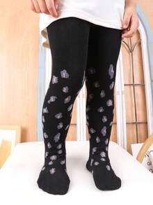 8 pares de mallas de punto casuales para niños, leggings de pie completo con estampado dulce de dibujos animados & animales, cintura elástica alta, amigables con la piel y cómodos, versátiles para uso diario / escuela / fiesta - Multicolor - Ver 9
